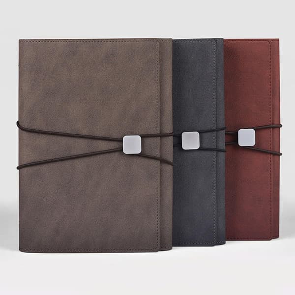 Forretnings A5 PU-skinnnotatbok med stropp, 3-fold påfyllbar permjournal