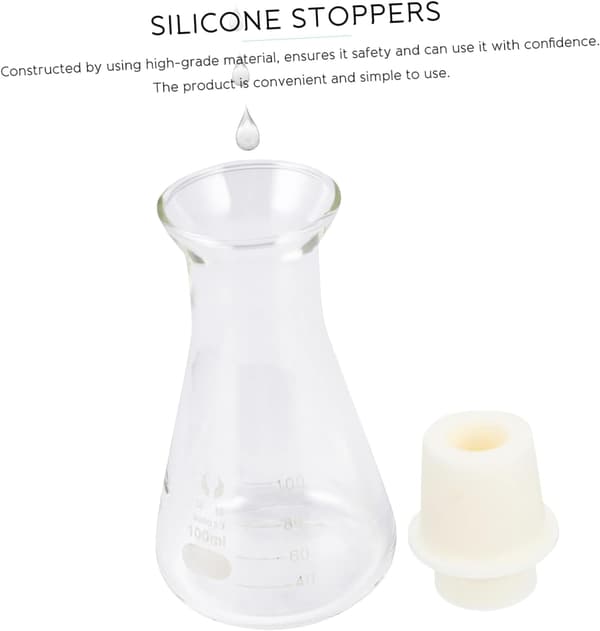 5 stk silikonpropper for Erlenmeyer-kolbe 150 ml koniske glassrørplugger laboratorium