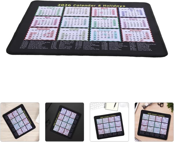Kalender Musematte Gaming Sklisikker Skrivebordsmatte for Kontor Hjem Bærbar PC