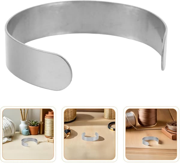10 stk. armbåndsemner i rustfrit stål med justerbart åbent design