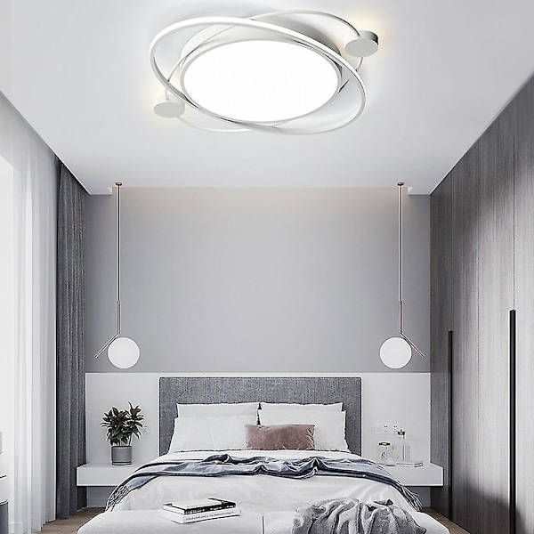 50 cm LED-kattovalaisin, pyöreä planeetta, musta ja valkoinen, geometrinen