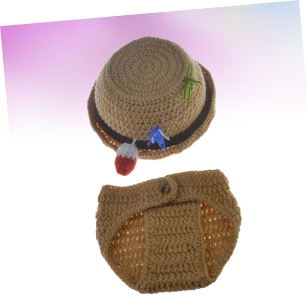 2st Bucket Hat Fotorekvisita Set Handstickad Ull Fiskarhatt