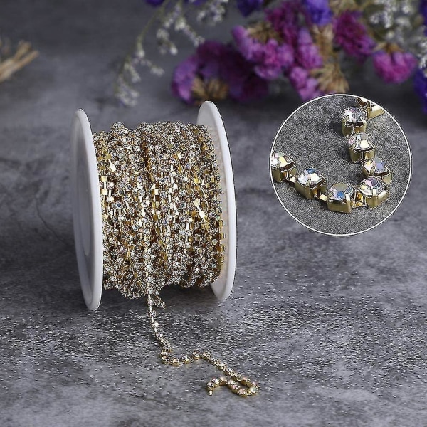 1 Roll Strasskedja Guld/silver Kristallkedja Gör-det-själv-halsband Smycken Phone Case Bröllop Dec