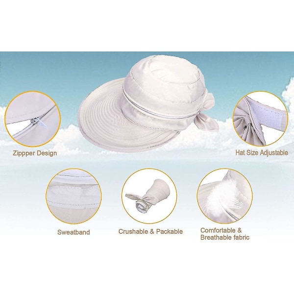 Simplicity Hatte til Kvinder Upf 50+ UV Solbeskyttende Konvertibel Beige