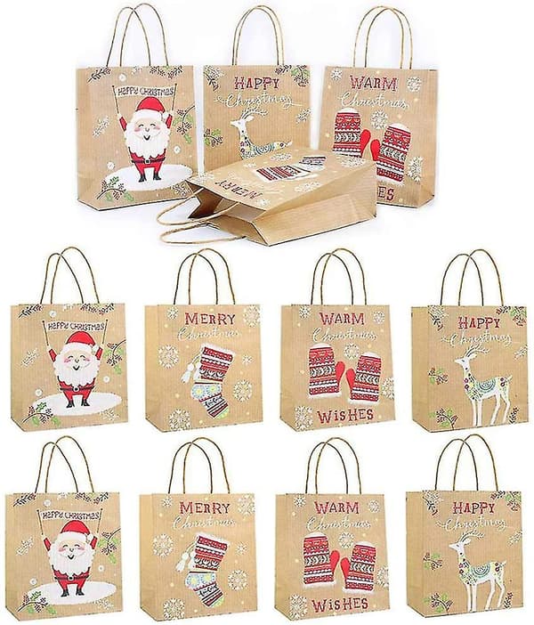 12 st julpapperspåsar med handtag Kraftpåsar