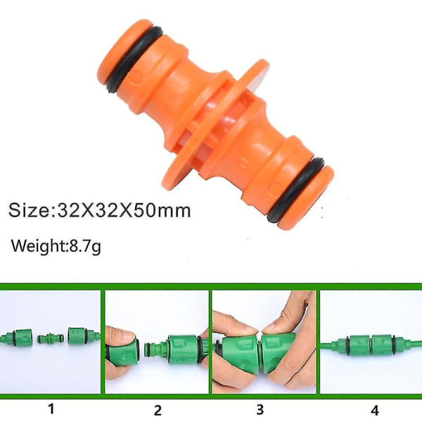 -6 stykker dobbel hannslangekobling Slangekoblinger for sammenføyning av hageslangerør (oransje)