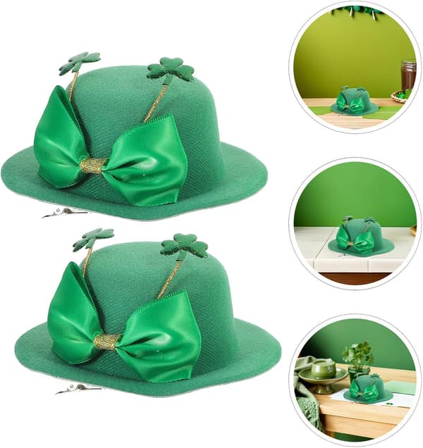 4 stk. festlige dekorative hårspænder St. Patrick's Day Minihatteklips Shamrock Sløjfe Hår