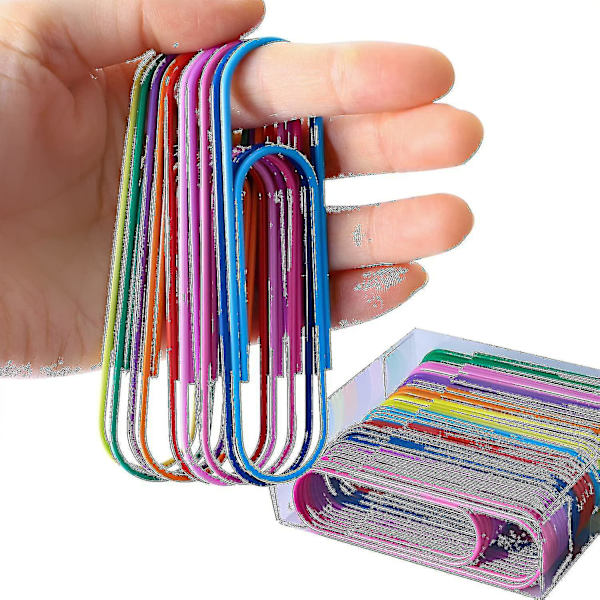 Papperclips, 40 st 4\" Papperclipshållare Vinylbelagda Färgade Överstora Papperclips [Fri Frakt]