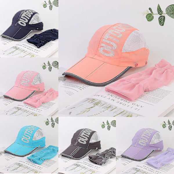 Kvindesolhat med Aftagelig Klap, Foldbar Baseballkasket med Bred Skygge Rose red