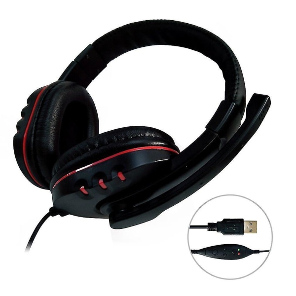 Justerbart volumenkontrol stereo støjreducerende headset mikrofon