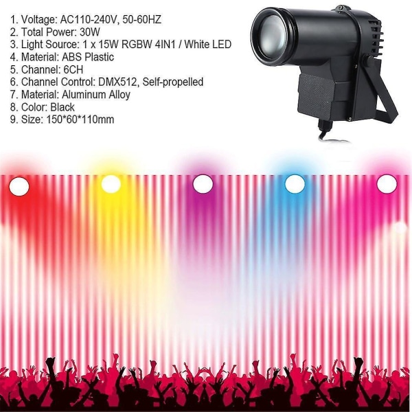 30W RGBW LED DMX512 Scenelys Spotlight Udendørs