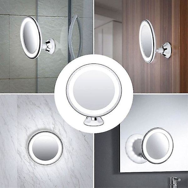 10x Förstorande Smink Spegel LED Ljus Sugkopp