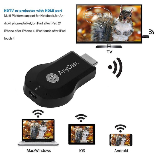 M2 Wifi-skärm HDMI 1080p TV-dongelmottagare Anycast