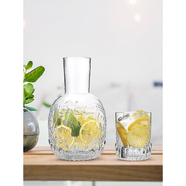 Relief Glasflaske Natkop Sæt Karaffel Tumbler Vintage