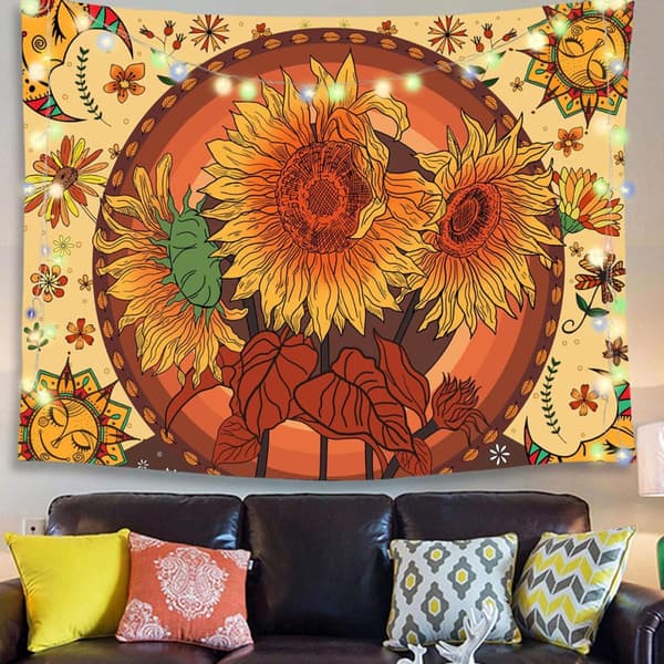 Mandala Auringonkukka Seinävaate Polyesteri Bohemia Tyylinen Ripustuskuva Monipuolinen
