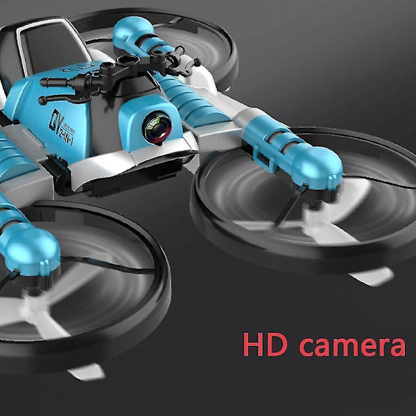 Kaukosäädöllä muuntautuva moottoripyörä, HD-kamera, ilmakuvausdrone, nelikopteri (sininen)