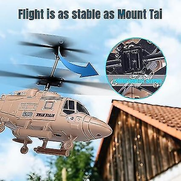 Elektrisk fjärrstyrd helikopter, 3,5 kanaler 2,4 GHz trådlös fjärrkontroll RC-drönare helikopter, Mini RC-helikopter med LED-lampa, en knapp för start/landning Grey