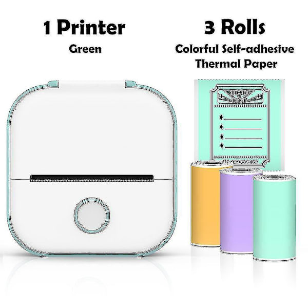 Phomemo T02 Mini Printer Bærbar Printer Termisk Udskrivning Sticker Trådløs Blækfri Lommeprinter Selvklæbende Etiketprinter -ys Green C