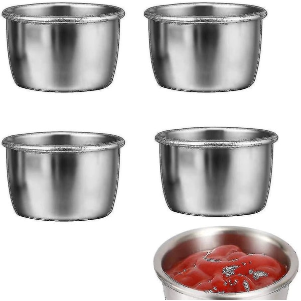 4 st 304 Rostfritt Stål Såsfat Återanvändbara Såsbehållare Appetizer