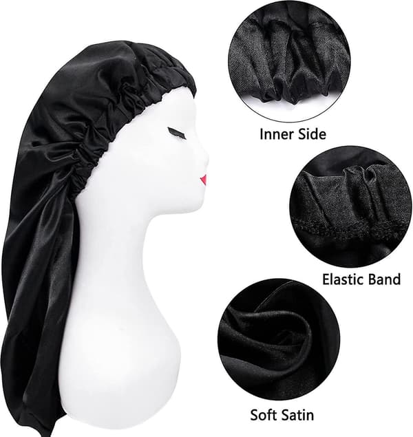 2 st Satinmössor för flätor, svart grön Dreadlocks-mössor bekväm elastisk