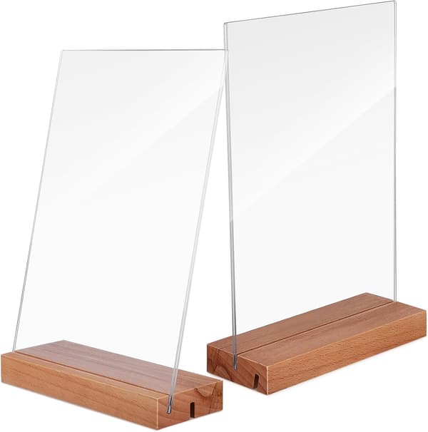2 stk. blanke akrylplater Akrylskiltholdere Rektangulært moderne design