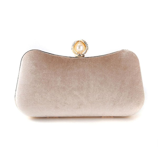 Kvinners Prom Håndveske Damer Bryllup Fest Kveld Fløyel Clutch Bankett Lommebok Veske Beige
