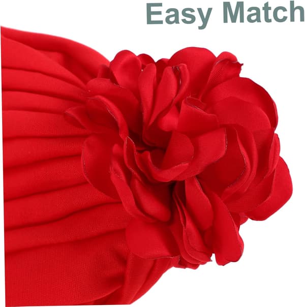3 stk. dameblomst turban luehatter med elastisk stretch hodeplagg vintage etnisk stil blondekant hodeplagg capser