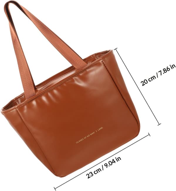 Kaffe Pu Tote Bag Bento Box Bag Stor Kapasitet Kompakt Isolert