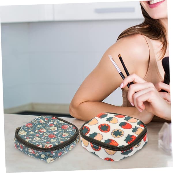 4 stk. lille kosmetiktaske med lynlås, makeuptaske til menstruationsbind