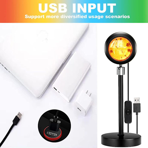 Solnedgang Lampe, Hjemmeinnredningsprosjektorlys Med 16 Farger 4 Moduser, Fargeskiftende Lampe Sollysprosjekt