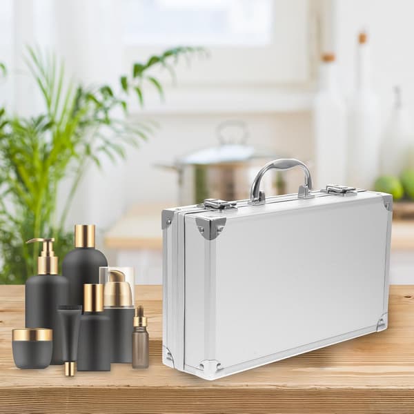 Kompakt verktygslåda Aluminiumlåda Silver Bärbar Skyddande Svampfoder Elegant Design Lämplig