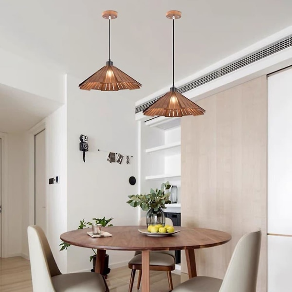 Led Hængende Lampe Træ Lotus Blad Ø-Kaffe Lys