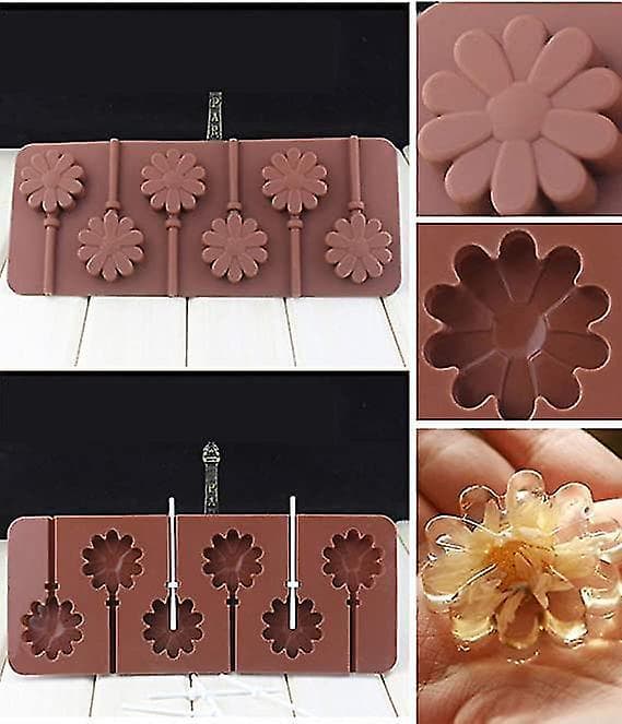 2-pack Lollipop Choklad Silikonformar Blomma Spiral Bakform