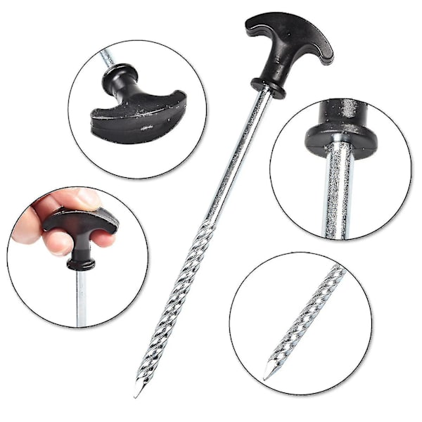Campingtelt Plugger Heavy Duty Anti-Rust Uformbar Camping Tilbehør Tel Plugger For Utendørs (5 stykker, Sølv)