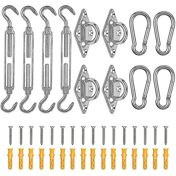 42 Pcs Garden Sun Shade Sail Fixing Kit 304 Stainless Steel Awning