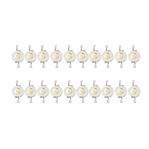 20 stk Høj Effekt 2 Pins 3W Hvid LED Perle Emittere 170-190lm 6000k (forvirrende)-yuhao