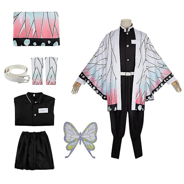 Demon Slayer Anime Kochou Shinobu Dräkter Kvinnor Kimono Uniform Rock Set Fancy Up Performance Kostym XL