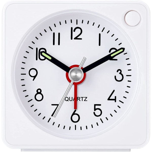 Reseklocka med Analog Alarm, Ultra Liten Klocka med Snooze och Ljusfunktion