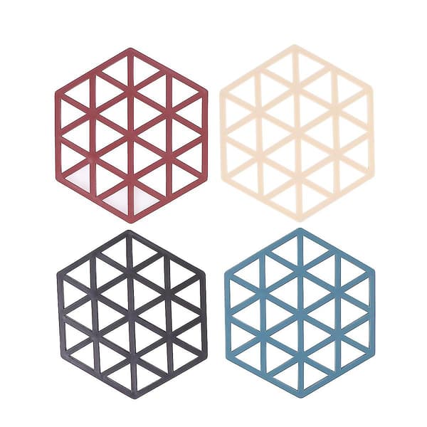 4 stk. Koster Underlag Polygon Koster Varmeisolasjon Kopper Matte Silikon Varmeisolasjon Pute (trekant)