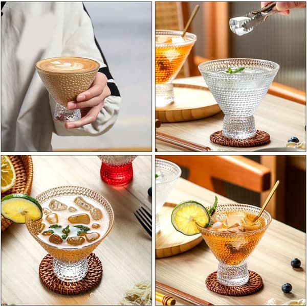 230 ml Martini-glas med hamrad textur, bekväm att hålla i, lätt att greppa
