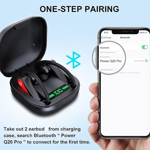 Trådlösa Hörlurar, Bluetooth Sport Hörlurar - Lång Batteritid
