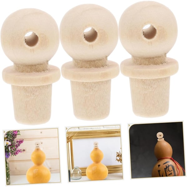 Set med 10 Träknoppar Gourd Design Flaskproppar Mini Korkar för Hantverk Dekorativa Träknoppar