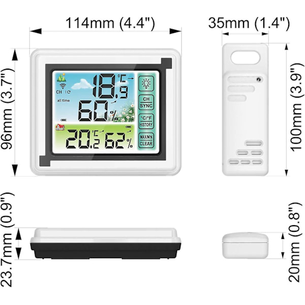 Trådløs Vejrstation Med Indendørs Udendørs Sensor Hygrometer Digital Termometer