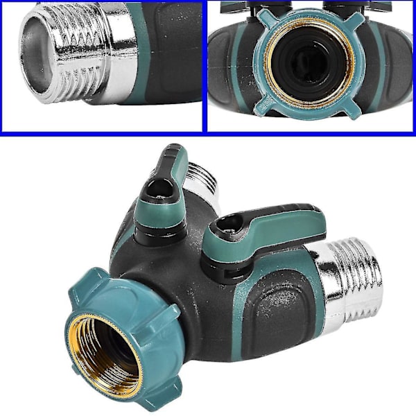 Have Splitter, 2-vejs Slangehaneforbindelse, Udendørs Dobbelt Y-Ventil Vandhane Splitter, 2 x 3/4\" Hurtigkobling - Connector1pcsgreen