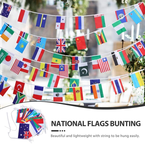 5m Internationella Länder Flaggor Sträng Banner National Flagga Vimpel