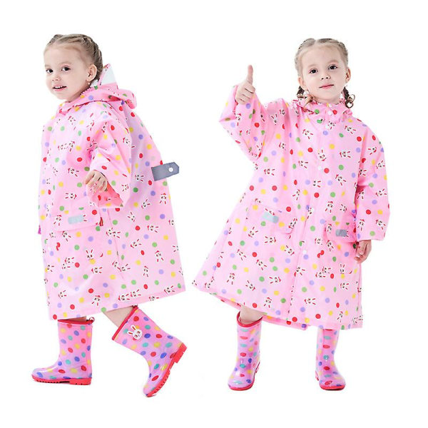 Barne Regnklær, 3D Tegneserie Barn Småbarn Regnjakke Poncho For Jente Gutt (Gult Brød) Pink Rabbit M