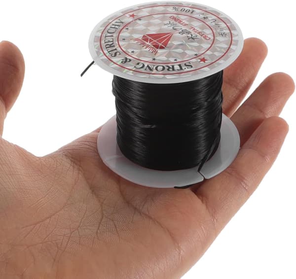 Elastisk krystalltråd 0,8 mm 10 m svart elastisk tråd for hårforlengelsestilbehør og smykkelaging