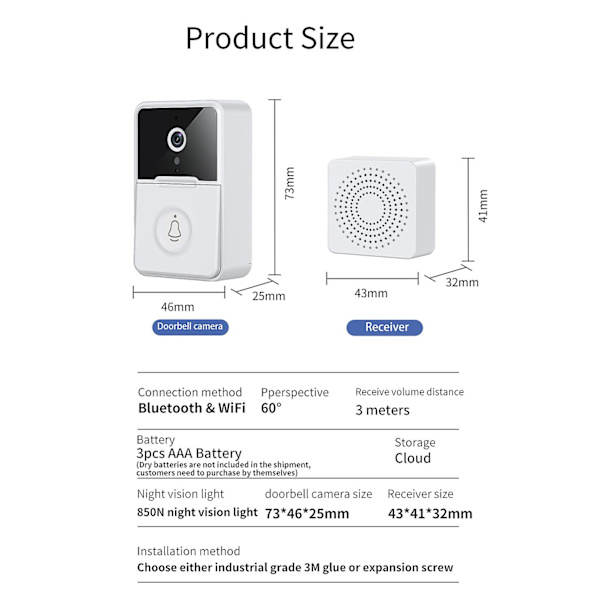 Langaton Wifi-videopuhelin Koti Langaton Ovilevy Mobiilisovellus Etävideokuvaus Korkearesoluutioinen Pienitehoinen Kameran Ovilevy (tavallinen Wifi)