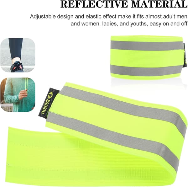 2 stk reflekterende benbånd multifunksjonelt sykkelarmbånd med høy synlighet, elastiske sikkerhetsstropper i polyester