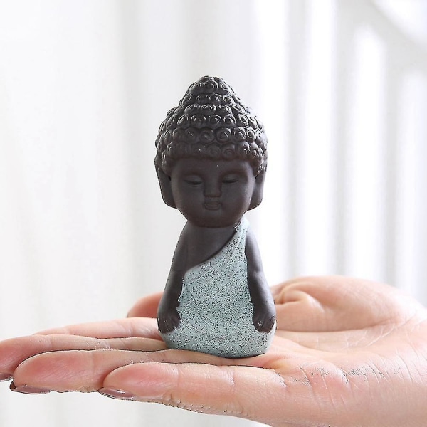 Keramisk Buddha-statue Meditasjonsfigur, For Te-brett Kjæledyr